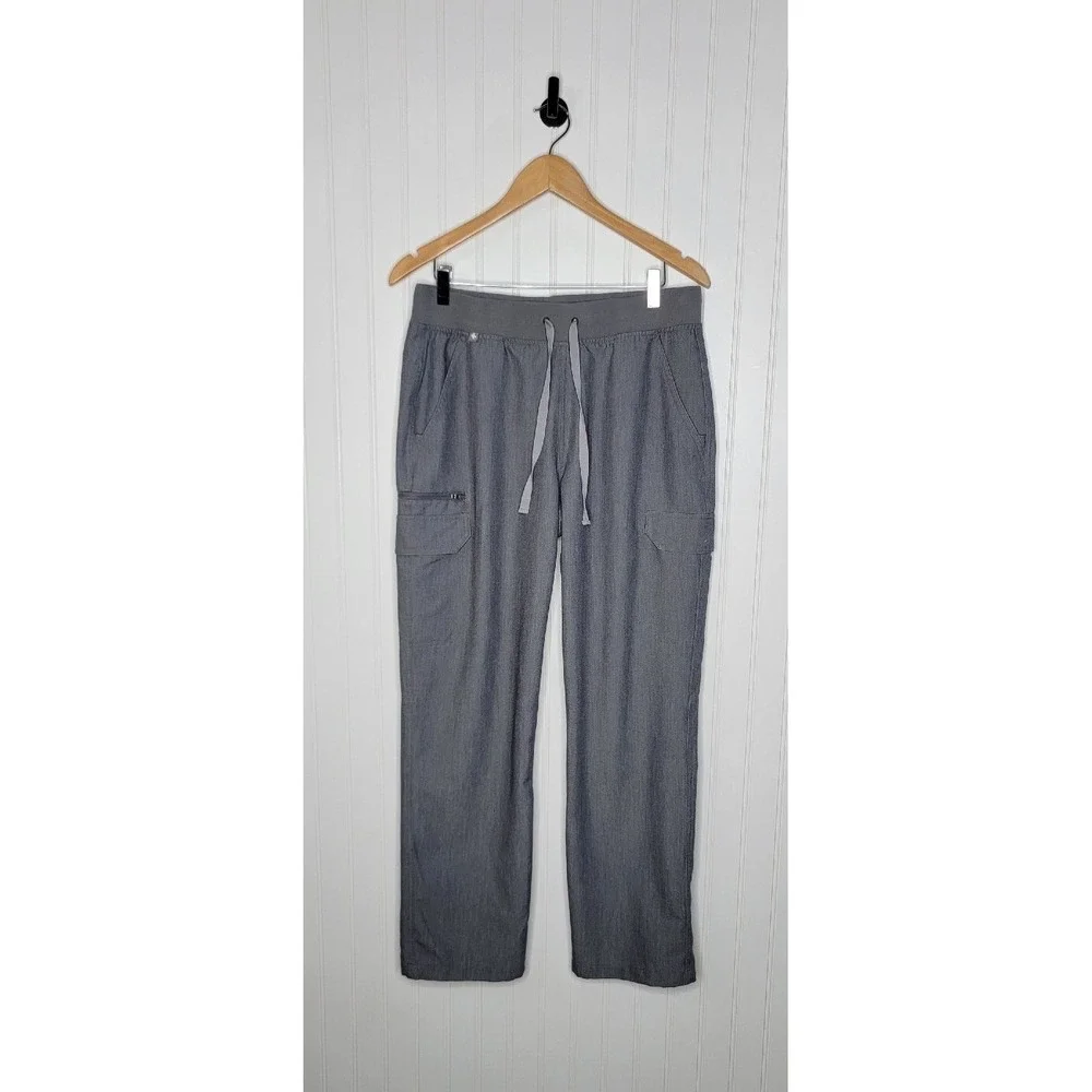 FIGS Kade Cargo Drawstring Gray Straight Leg Scrub Pants Women's Size Medium